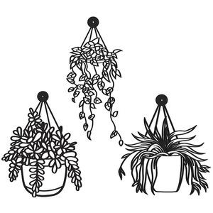 3 Pcs Black Metal Flower Wall Art Rustic Metal Plant Wall Decor Black🫵